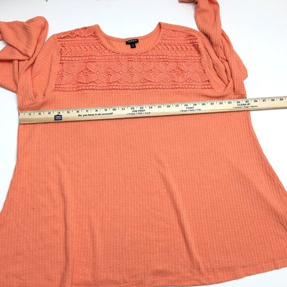 Torrid Women's Orange Tunic Top Crochet Neckline Waffle Knit Long Sleeves 3X - Picture 4 of 8